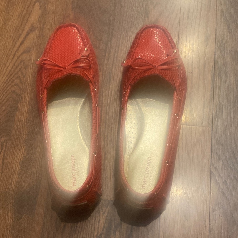 Marc Joseph Red Textured Flats